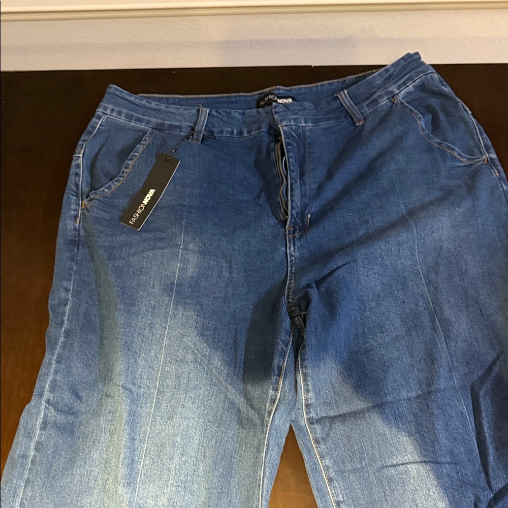 Fashion Nova Dark Blue Relaxed Jeans